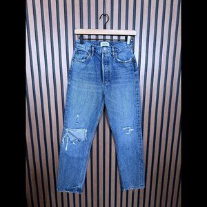Agolde Jeans 25 Womens Blue Frayed 90s Pinch Organic Cotton Button Fly